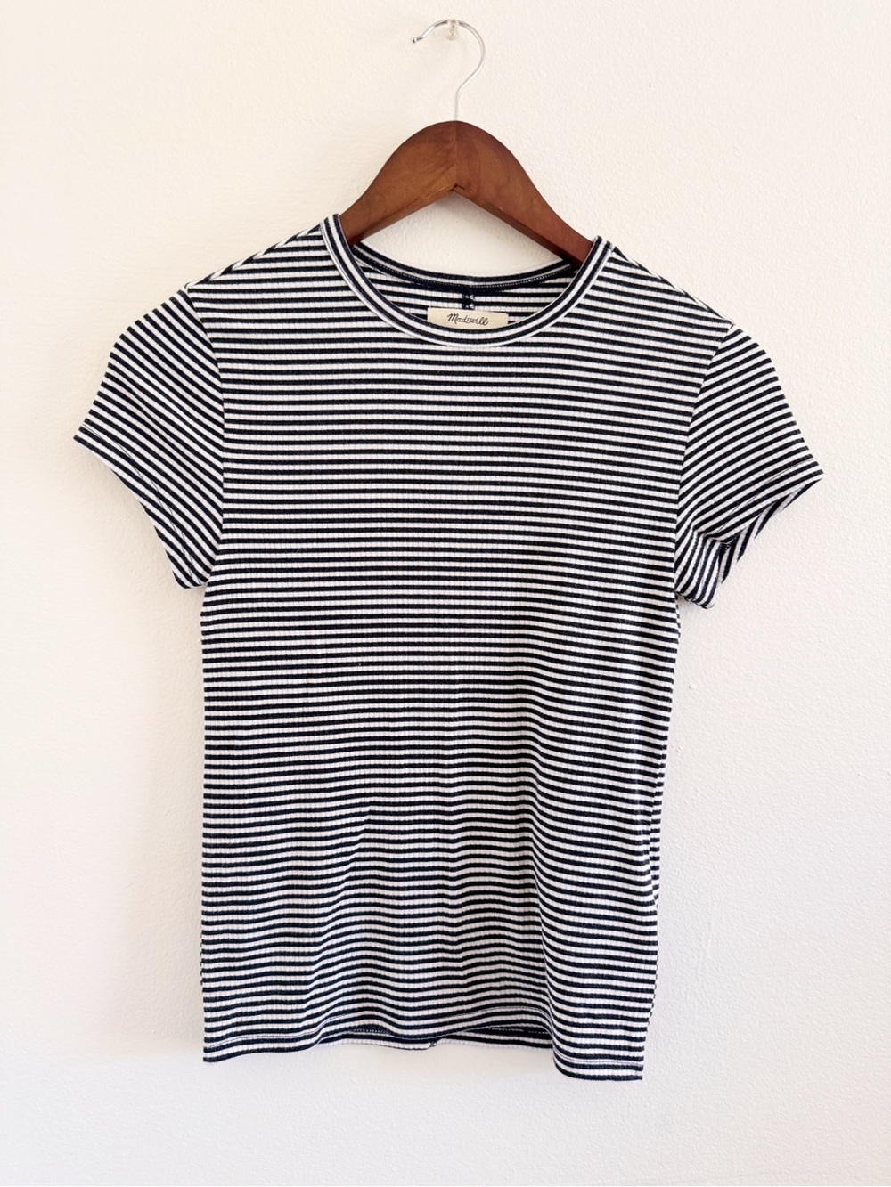 Madewell Striped Black and White Crewneck Tee XS